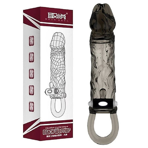 Black Warrior Thick Head Vibrating Penis Sleeve by BDStyle