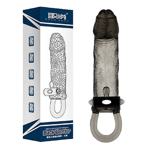 Black Warrior Uncut Vibrating Penis Sleeve by BDStyle