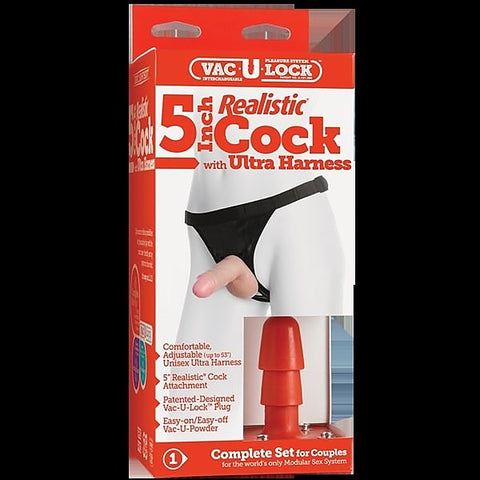 Vac-U-Lock 5 Realistic Cock Flesh with Strap-On