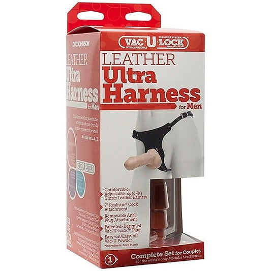 Vac-U-Lock Leather Strap-On for Men by Doc Johnson