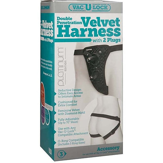 Vac-U-Lock Double Penetration Velvet Harness by Doc Johnson