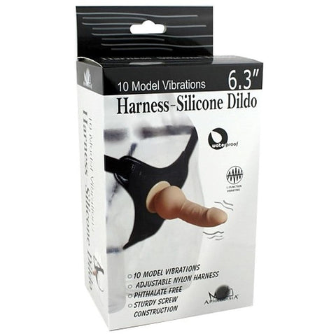 Vibrating Harness & 6.3" Silicone Dildo by Aphrodisia