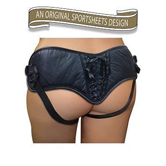 Plus Size Black PVC Corsette Strap-On by Sportsheets