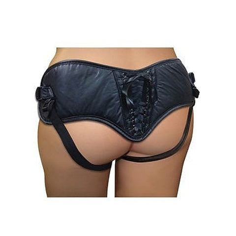 Plus Size Black PVC Corsette Strap-On by Sportsheets