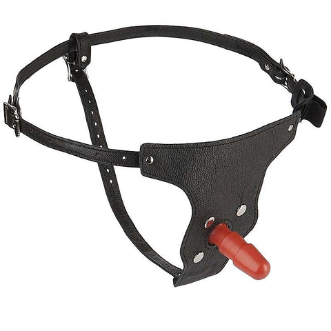 Vac-U-Lock Leather Strap-On with Plug by Doc Johnson