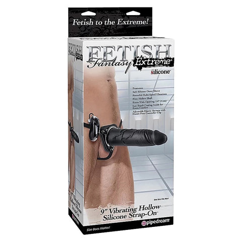 Fetish Fantasy 9 Inch Vibrating Hollow Silicone Strap-On
