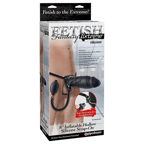 FFE 8 Inch Inflatable Hollow Silicone Strap-On Dildo