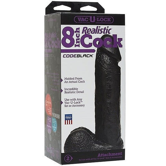 Vac-U-Lock Code Black 8 Inch Realistic Cock by Doc Johnson