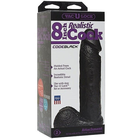 Vac-U-Lock Code Black 8 Inch Realistic Cock by Doc Johnson