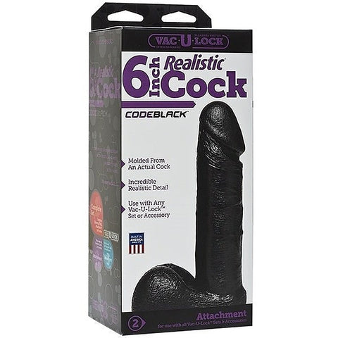 Vac-U-Lock Code Black 6 inch Realistic Cock by Doc Johnson