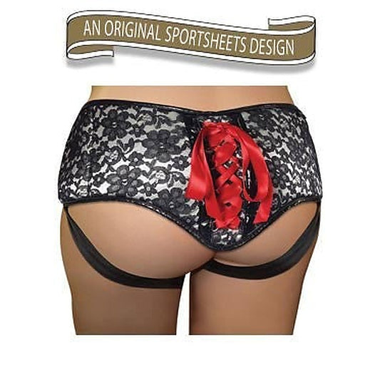Plus Size Grey & Black Lace Corsette Strap-On by Sportsheets