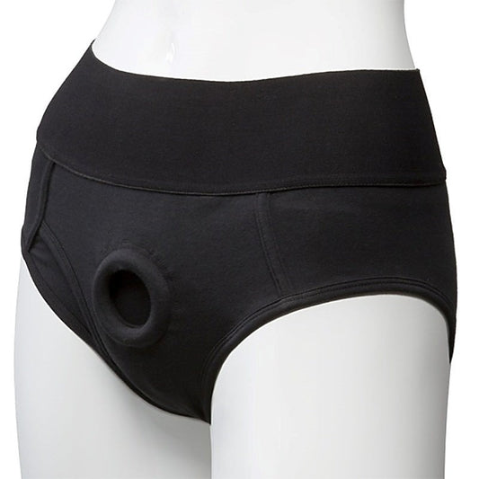 Panty Harness Plug Briefs S/M Black by Doc Johnson