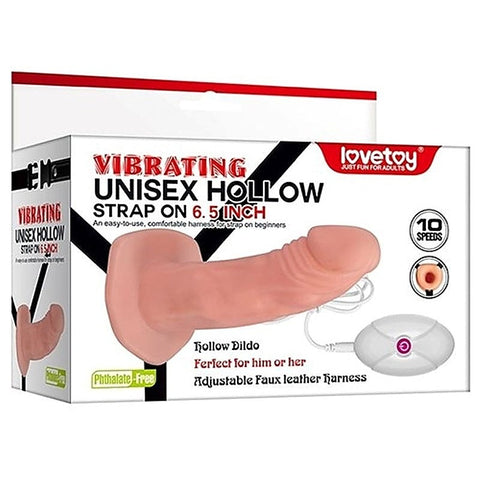 Vibrating Unisex Hollow Strap-On 6.5 inch by Lovetoy