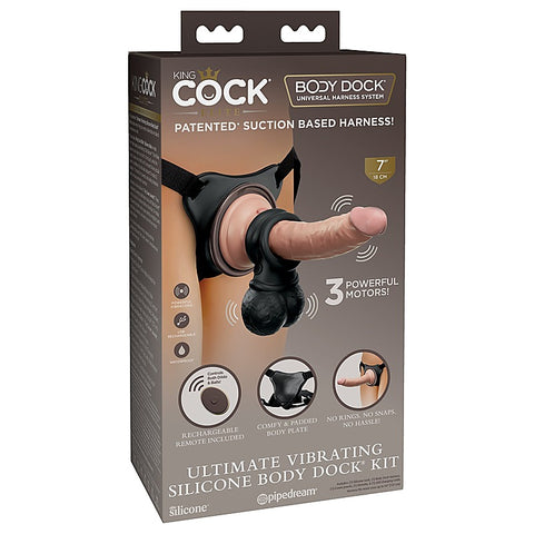 King Cock Elite Ultimate Vibrating Silicone Body Dock Kit