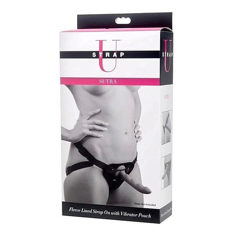 Sutra Fleece-Lined Strap On with Vibrator Pouch by XR Brands