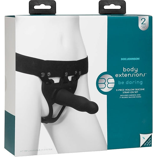Be Daring Bulbed Dong Hollow Silicone Strap-On Set