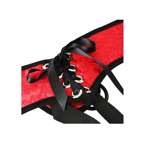Red Lace Corsette Strap On by Sportsheets