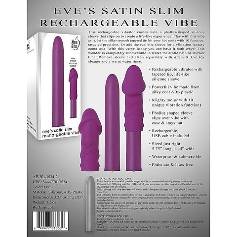 Eve's Satin Slim Rechargeable Vibe by Adam & Eve