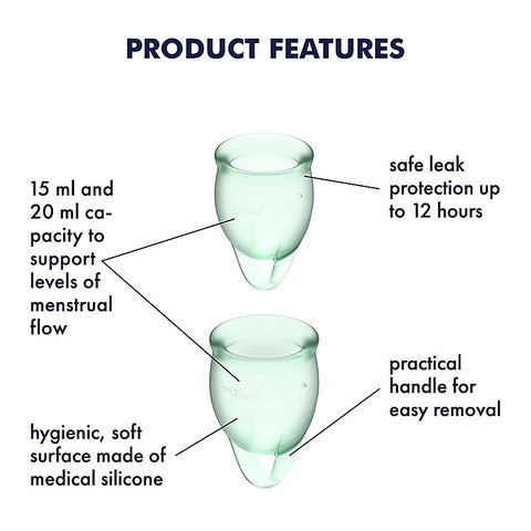 Feel Confident Silicone Menstrual Cups Set of 2 Condom