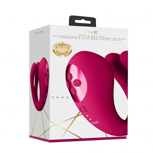 Yoko Triple Action Vibrator Dual Prongs by Shots Toys