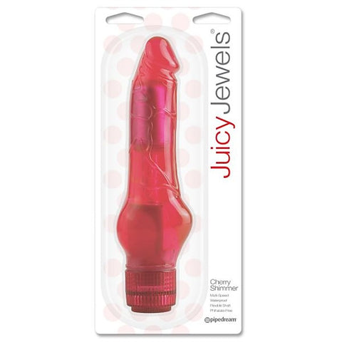 Juicy Jewels Cherry Shimmer Vibrating Dildo by Pipedream