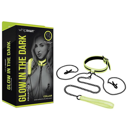 WhipSmart Glow In Dark Collar, Clips + Leash
