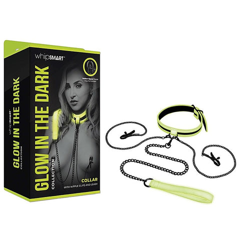WhipSmart Glow In Dark Collar, Clips + Leash