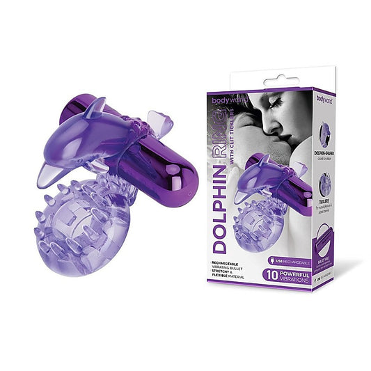 Rechargeable Dolphin Cock Ring with Ticklers