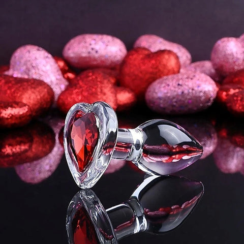 Red Heart Gem Glass Plug by Adam & Eve Sextoys