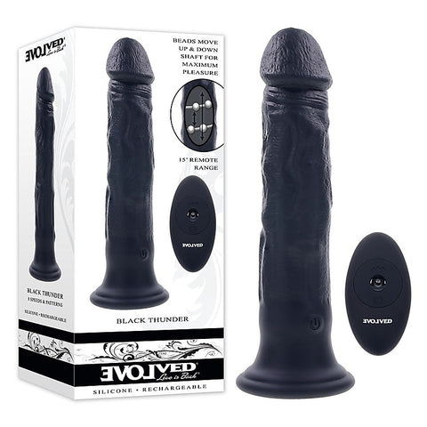BLACK THUNDER Vibrating Dildo by Evolved