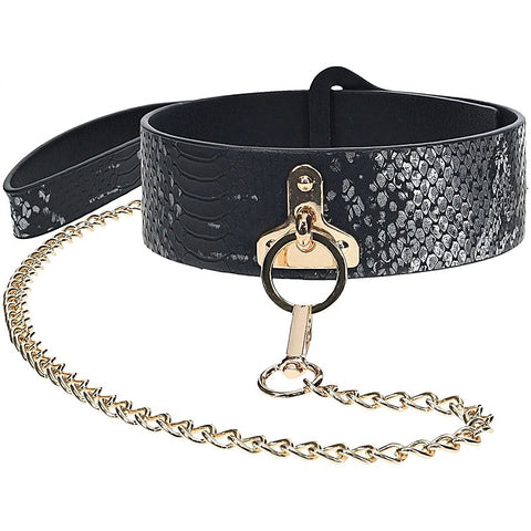 Leather BDSM Collar & Leash by Shots Toys