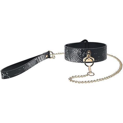 Leather BDSM Collar & Leash by Shots Toys