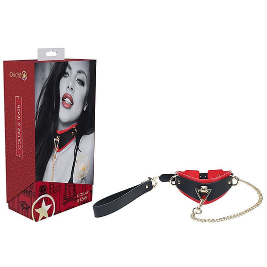 Luxurious Leather Fetish Collar & Leash by Shots Toys