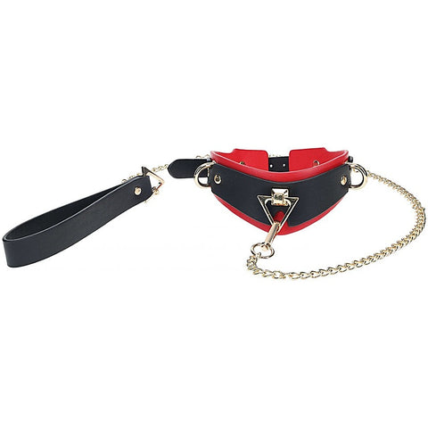 Luxurious Leather Fetish Collar & Leash by Shots Toys
