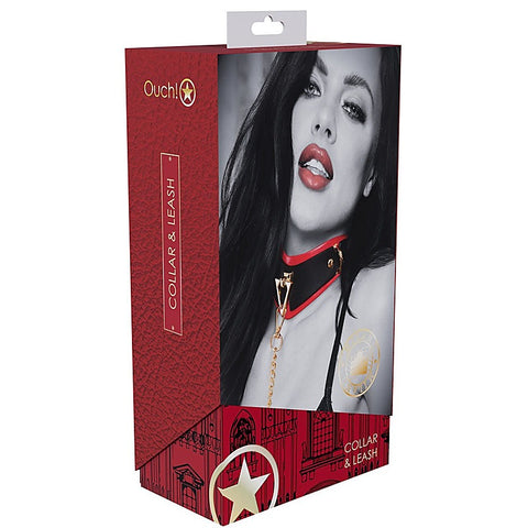 Luxurious Leather Fetish Collar & Leash by Shots Toys