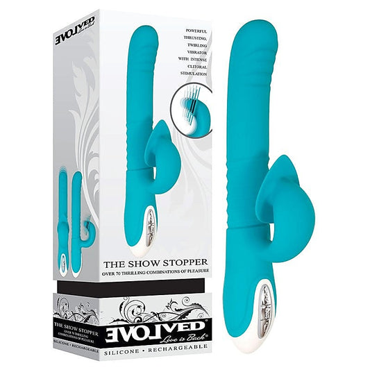 The Show Stopper Teal Vibrator by Evolved