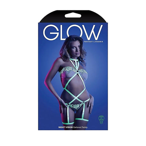 Glow Night Vision Gartered Teddy by Fantasy Lingerie
