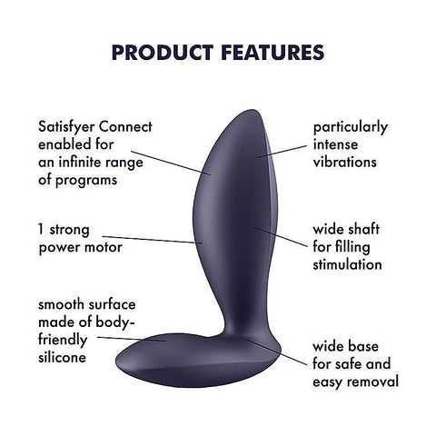 Power App Control Unisex Vibrating Anal Plug by Satisfyer