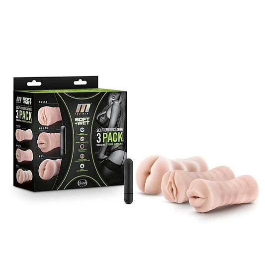 M For Men Self-Lubing Vibrating Strokers 3-Pack