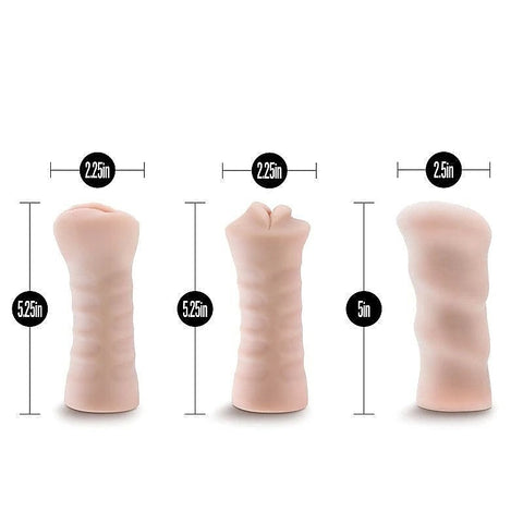 M For Men Self-Lubing Vibrating Strokers 3-Pack