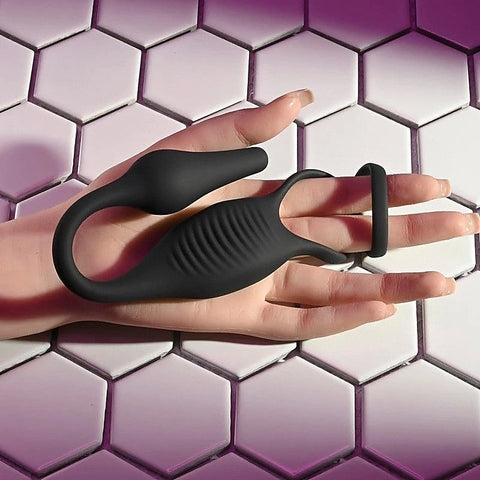 Plug & Tug Rechargeable Cock Ring by Evolved