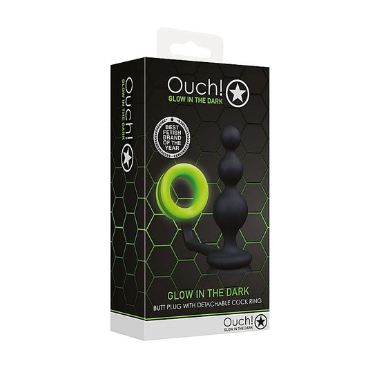 Luminous Delight Glow-in-Dark Beads Butt Plug by Shots Toys