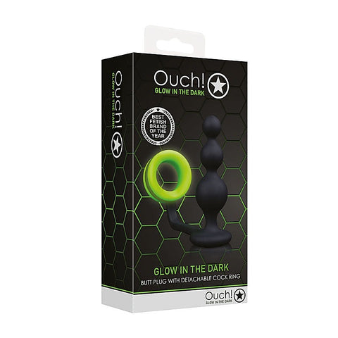 Luminous Delight Glow-in-Dark Beads Butt Plug by Shots Toys