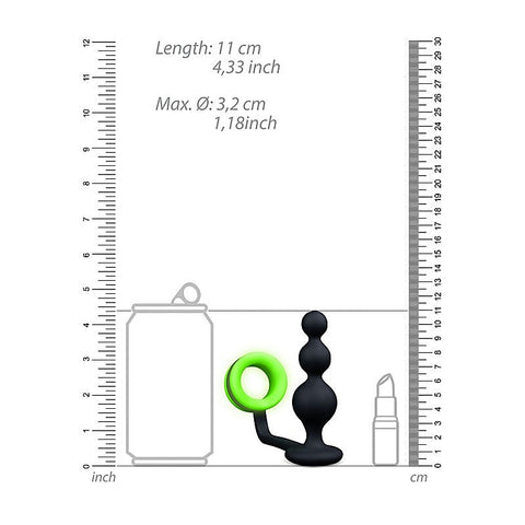 Luminous Delight Glow-in-Dark Beads Butt Plug by Shots Toys