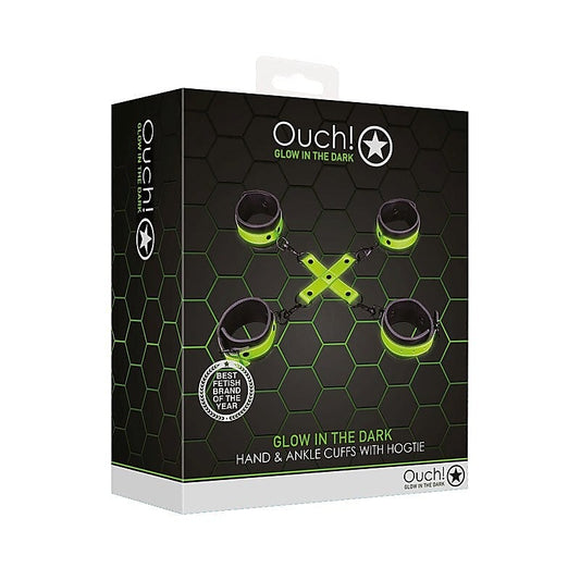 Glow in Dark Hand & Ankle Cuffs with Hogtie by Shots Toys