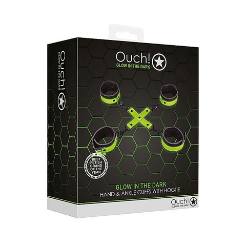 Glow in Dark Hand & Ankle Cuffs with Hogtie by Shots Toys