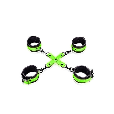Glow in Dark Hand & Ankle Cuffs with Hogtie by Shots Toys