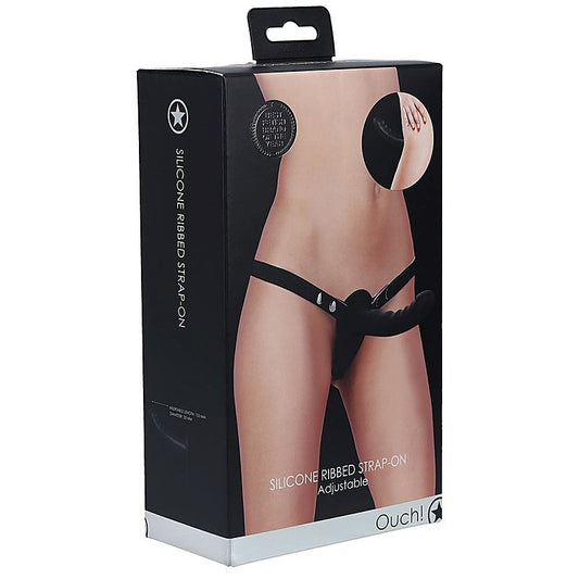 OUCH! Silicone Ribbed Strap-On by Shots Toys