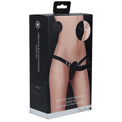 Ridged Silicone Vibrating Strap-On by Shots Toys