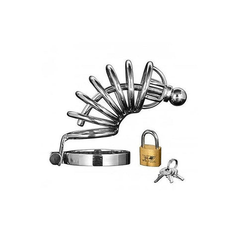 Asylum 6 Ring Locking Chastity Cage by XR Brands